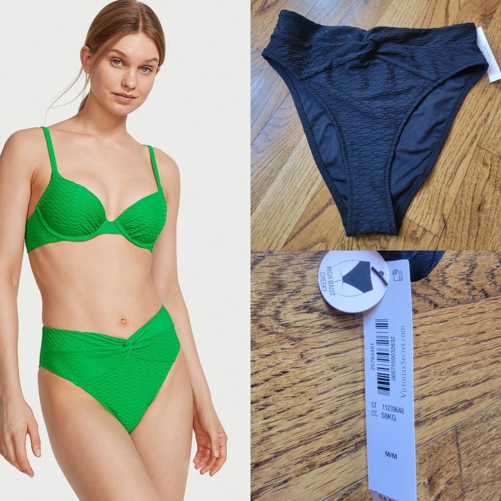 Victoria’s Secret Black High Waist Cheeky BIKINI BOTTOM NWT